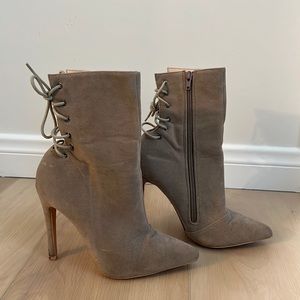Taupe high heel ankle boots